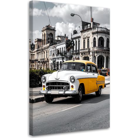 Tableaux, Taxi jaune garé dans une rue de La Havane Cuba,30x45 (1/4)
