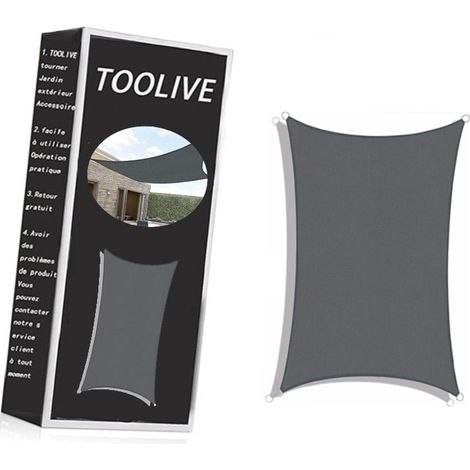 Sun Shade Sail 3m x 5m Rectangle Shade Sails Waterproof Outdoor Garden Patio Party Sunscreen Awning Canopy 98% UV Block With Free Rope, Dark Grey (1/5)