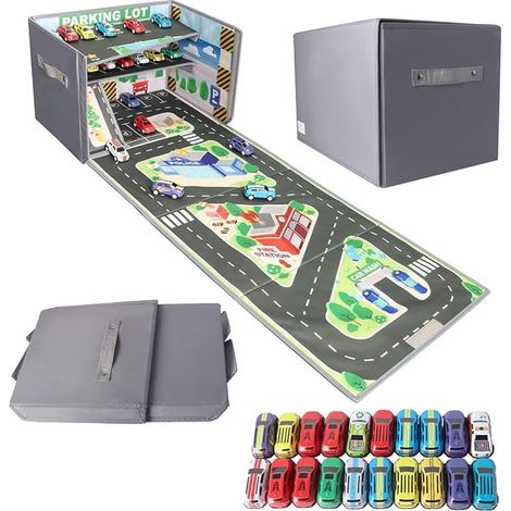 Storage Box with Play Mat, Foldable Cube Storage Box with Handles for Children's Room, Playroom, Bedroom, Toy Organizer for Boys and Girls (1/5)
