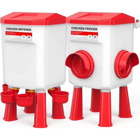 Kit mangeoire 12 kg + abreuvoir 11 L pour poule anti gaspi