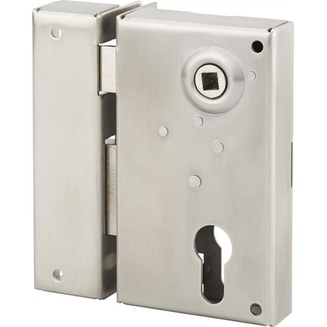 Thirard – Boîtier serrure inox 304 L 70x110 mm – Pêne réversible en laiton chromé – Mécanisme 2 tours – Carré 7 mm pour portes extérieures
