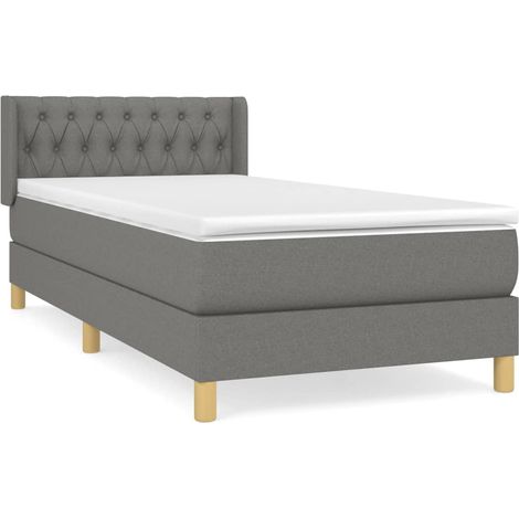 Maison Exclusive - Cama box spring con colchón tela gris oscuro 9 (1/5)