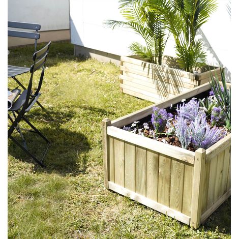 Bac à fleurs rectangulaire en bois Vendôme - 140 x 70 x 50 cm