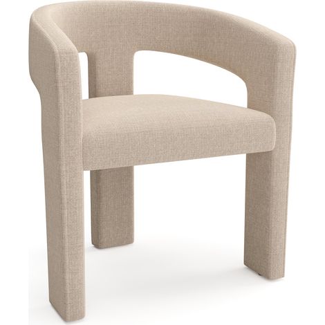 Lot de 2 fauteuils en tissu tramé toucher doux beige foncé SARAH (1/5)