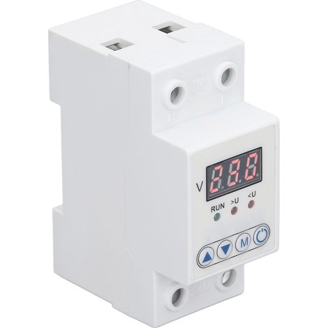 Dispositif de protection contre les surtensions et les sous-tensions intelligent, réglable et à affichage LED unique, avec réarmement automatique. 230 V CA, 40 A. (1/5)