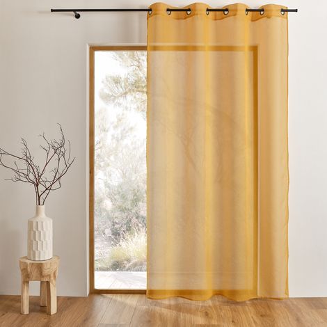 Voilage uni à oeillets grande largeur Jaune 160x240 cm