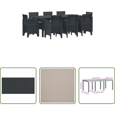 Garten Tisch - Garten Essgruppe 9 pcs Anthrazit Polypropylen (1/5)