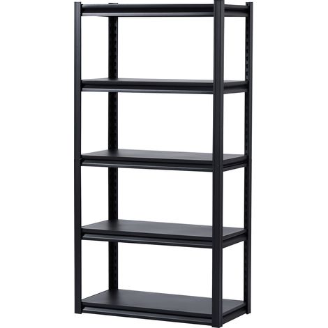 Mophorn-Lagerregale, 2000 lbs Tragkraft, 5-stufiges Garagenregal, 16" T x 32" B x 63" H, verstellbare Metallregale für Garage, Küche, Lager, Keller, Schwarz