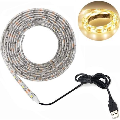 Bande lumineuse La puissance d'USB a mené des lumières de LED bande, imperméabilisent 16.4ft SMD 3528 5V Blanc froid,rétroéclairage d'écran de PC de bureau,rétro-éclairage de TV,lumière de ruban (1/5)
