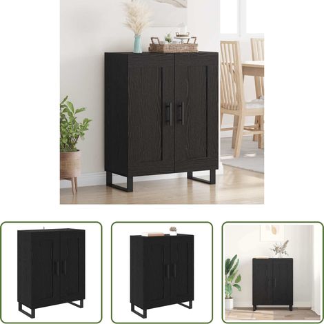 Buffet bois -  Buffet Chêne noir 69,5 x 34 x 90 cm Bois d'ingénierie et fer (1/5)
