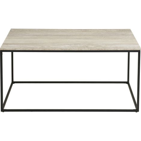 CHIC- Table basse décor travertin et métal 90x60 cm (1/4)