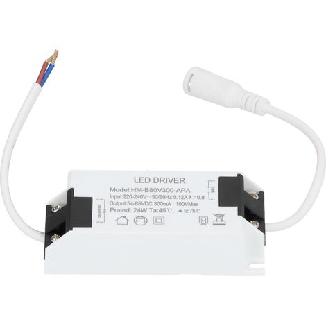 Alimentation LED 24W transformateur avec câble, courant constant 300mA, entrée AC220-240V, sortie DC54-85V, driver étanche. (1/5)