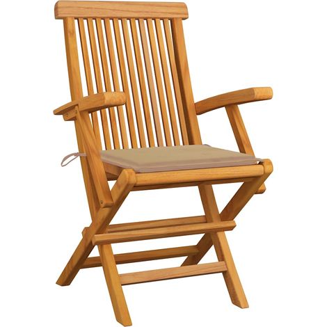Maison Exclusive - Gartenstühle mit Beige Kissen 4 Stk. Massivhol
