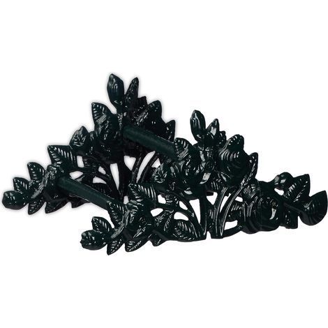 1 Support Tuyau Arrosage, Design Antique Roses, Fonte De Fer, 13x27x15,5 Cm, Vert Foncé, Jardin (1/5)