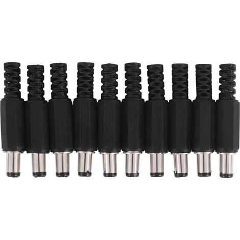 10Pcs 5.5X2.1Mm Mâle À Souder Dc Pointe Fiche Jack Droite Connecteurs Pour Alimentation Led Commutateur Noir (1/4)