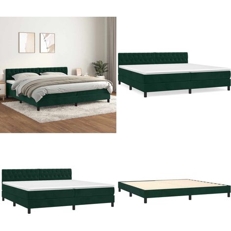 Boxspringbett mit Matratze Dunkelgrün 200x200 cm Samt - Boxspringbett - Doppelbett - Samtbett - Dunkgrünes Bett - Bettsofa - Home & Living