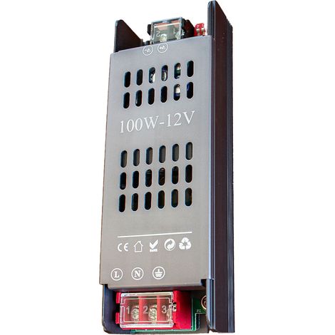 Alimentatore LED 12V DC, trasformatore 220–240V AC IP20 per uso interno, Disponibili 100W 200W (100W)