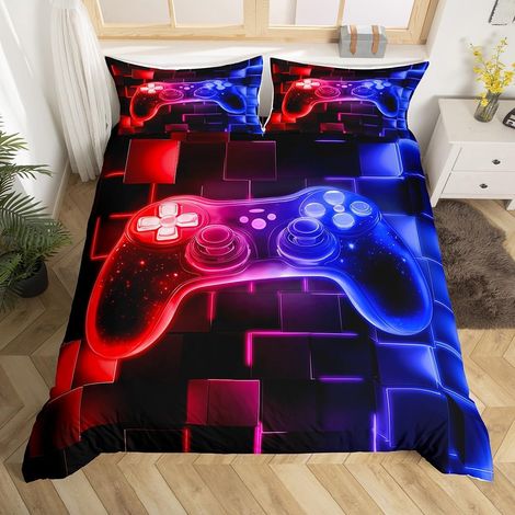 Housse de Couette 140x200 cm Enfant Motif Gaming Néon - 140x200cm + 1 Taie Oreiller 65x65cm (1/5)