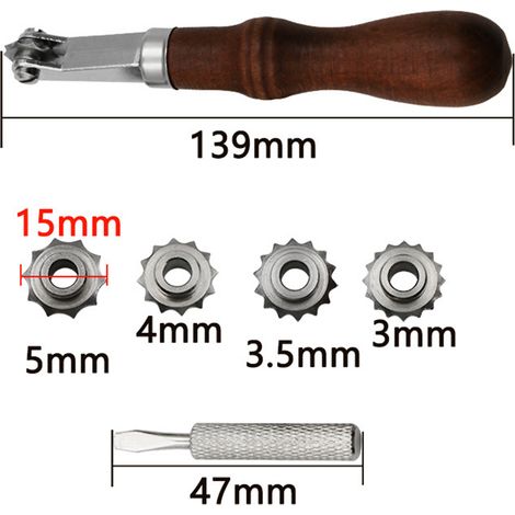 Set di strumenti per la spaziatura nella lavorazione della pelle, sistema di goffratura, set di marcatori per cucito con rotella per artigianato e lavorazione della pelle. (1/5)