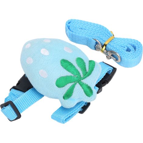 Laisse et harnais bleu fraise pour petit animal de compagnie, ensemble poitrine et dos pour lapin, idéal pour les promenades avec traction. Bleu fraise S (1/5)