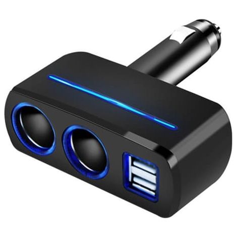 Adaptateur allume-cigare 12 V pour voiture avec double répartiteur USB et connecteur de type S (1/5)