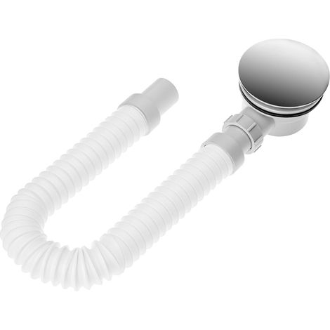 Bonde pour receveur de douche 90 mm avec cache chromé, stop-odeurs et filtre à cheveux, blanc (1/5)