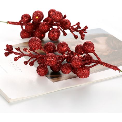 15-teiliges Set Weihnachtsbaumschmuck: Beeren, glitzernder Paillettenkranz aus Rattan, dekorative Accessoires, 15 Köpfe, Weihnachtsdekoration, blau (1/5)