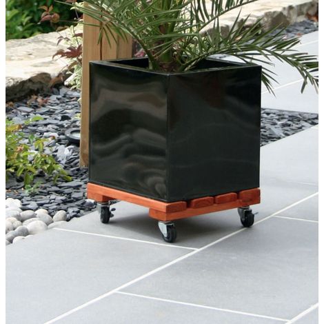 Cavalletto a rotelle quadrato in legno "Flora Roll Lasure" - 40 x 40 cm NORTENE