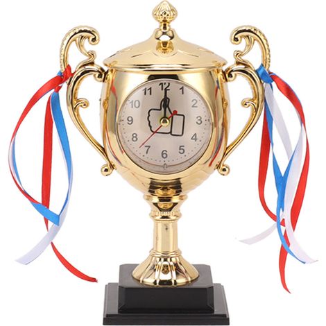 Orologio retrò, modello trofeo realistico, piccola sveglia decorativa da scrivania per dormitorio, camera da letto, soggiorno, oro -Crezuo