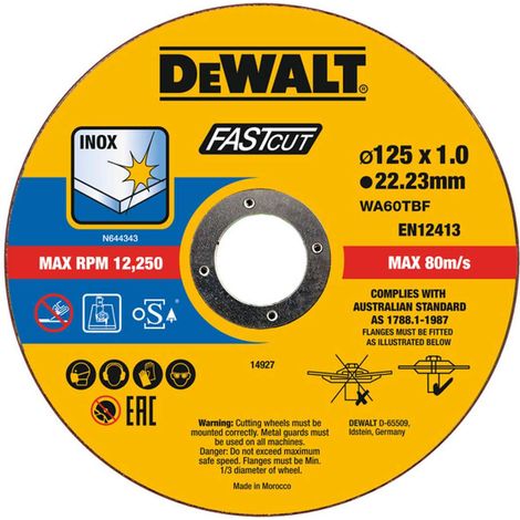 DeWALT - Juego de discos de corte de acero inoxidable 125x22,23 mm, 100 uds. DT20540