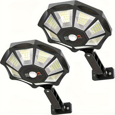 Lampes d'extérieur à énergie solaire, adaptées aux cours, piscines et autres lieux, lumière blanche (lot de 2). (1/5)