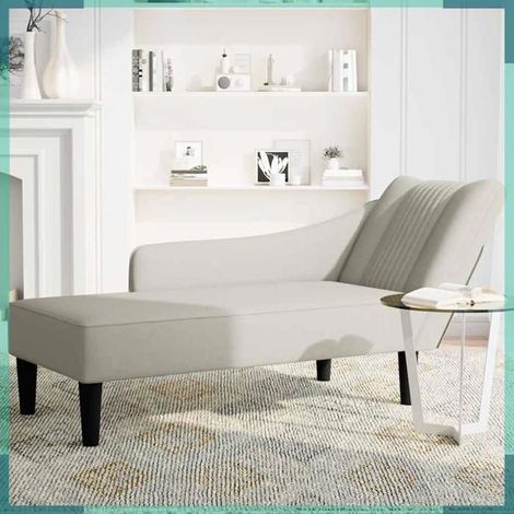 Fauteuil long avec accoudoir droit - 4009799 - Crème velours - 140 x 56 x 66 cm - Charge 110 kg (1/5)