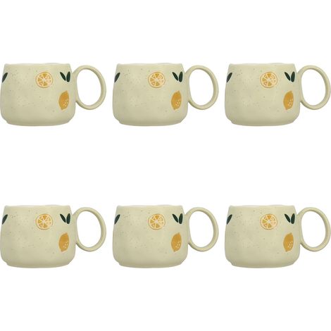Lot de 6 mugs 38cl en grès, LEMON