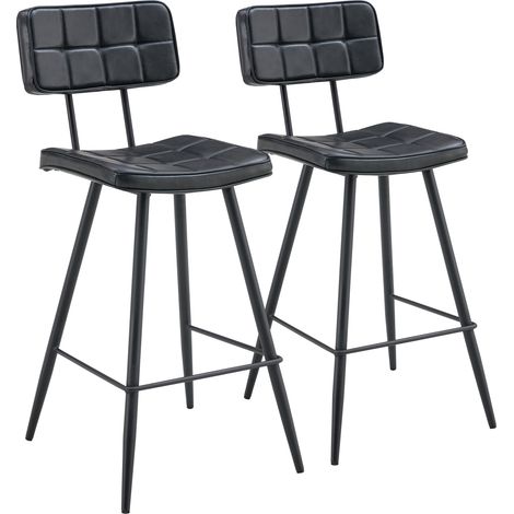 2er Set Barhockern aus schwarzem Kunstleder FERNAND