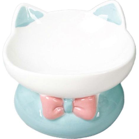 Gamelle surélevée pour chat, compatible avec croquettes, pâtée, eau ou nourriture pour animaux - Bleue (1/5)