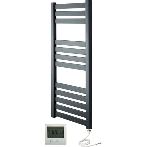 Algarve (Vas) Electric Anthracite Heated Towel Rail 500 x 960mm + 7 Day Timer/Thermostat (1/4)