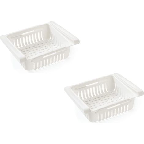 (2 Stück, weiß) Kühlschrank-Schubladen-Organizer, Kühlschrank-Schubladen-Aufbewahrungsbox, Kühlschrank-Trennschicht, Home Organizer
