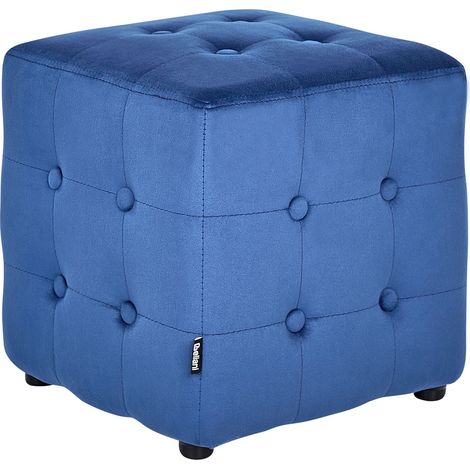 Pouf WISCONSIN Samtstoff Blau