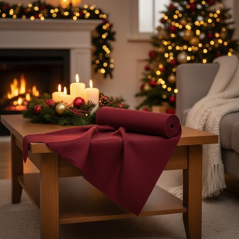 Rotolo in velluto soffice per decorazioni natalizie da 145 cm x 10 mt -Bordeaux (1/5)