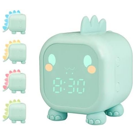 Réveil Enfant, Dinosaure Lumineux Reveil, Maternelle Volume Réglable avec Snooze Compte à rebours (1/5)