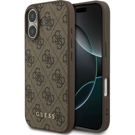 Funda Guess 4G Classic para iPhone 17, color marrón.