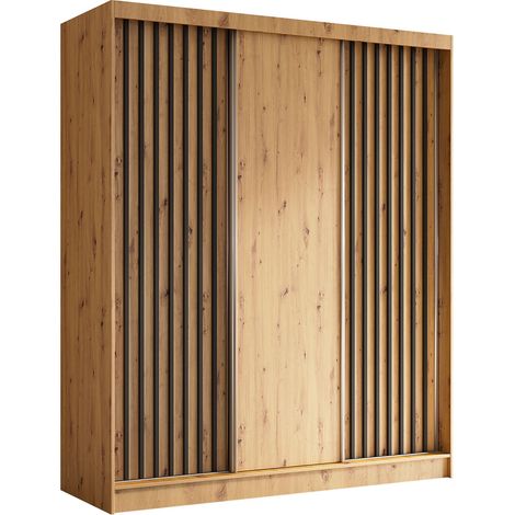 AX LIVING Cabinio Kleiderschrank 180 cm – Artisan Eiche mit Schwarz
