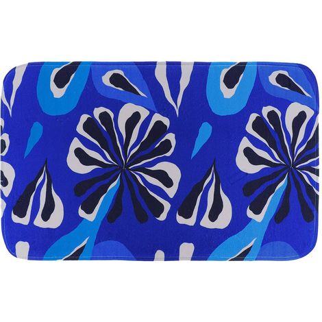 Tapis de salle de bain en Microfibre 45 x 75 cm déco Signature Bleu et Blanc - TENDANCE (1/2)
