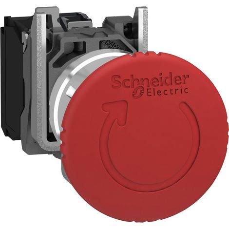 Harmony XB4 -  arrêt urgence - Ø40 - pousser tourner  - 1O +1O avec surveillance - XB4BS84462 (1/5)