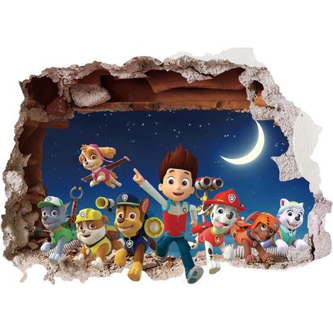 Autocollant mural - FOCLATUNER - Chien 50 x 70 cm - Effet 3D gaufré - Vinyle blanc mat - Multicolore / Enfant (1/5)