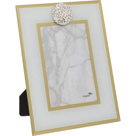 Cadre Photo en Verre avec Strass et Bord Doré 15 x 20 cm (1/3)