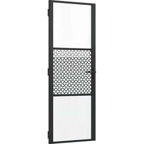 Puerta de Vidrio Calado Negro 76 x 3,5 x 201,5 cm Aluminio vidaXL