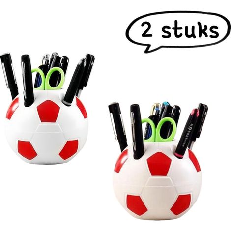 porte stylos multifonction en plastique en forme de ballon de football pour étudiants lot de 2 couleurs rouge et blanc (1/5)