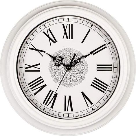 GROOFOO Horloge murale 30cm Chiffres romains Horloge de cuisine avec grand cadran Style européen classique blanc (1/4)