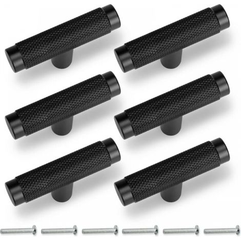 Pack of 6 Black Knurled Cabinet Handles 50mm, Furniture Drawer Cabinet Pulls (1/5)